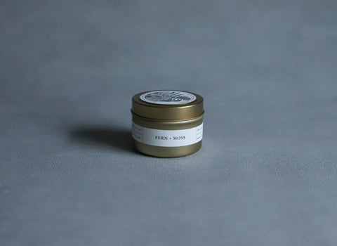 GOLD TRAVEL CANDLE / FERN+MOSS